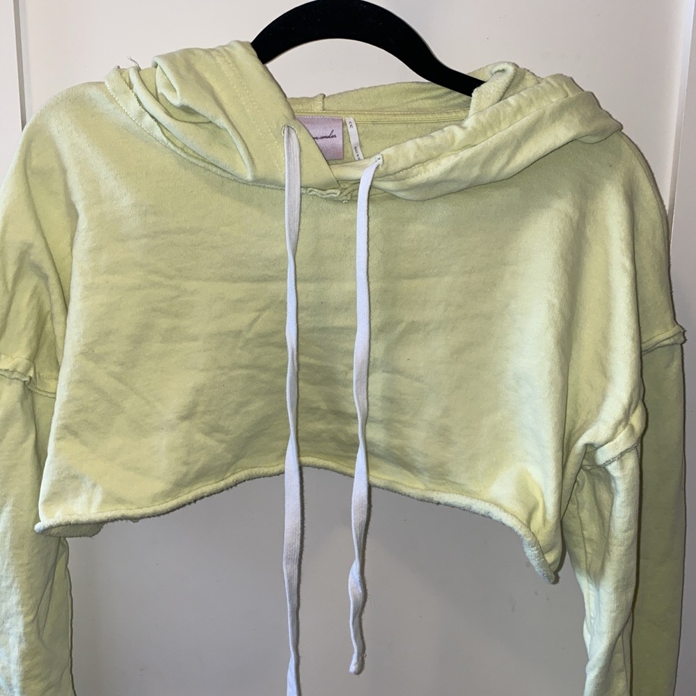 Urban Outfitters Out From Under Light Bright Green Cropped Hoodie Medium - Picture 4 of 9